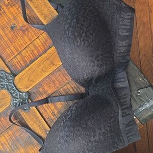 Pink Victoria's Secret lightly line black bra 36 DD